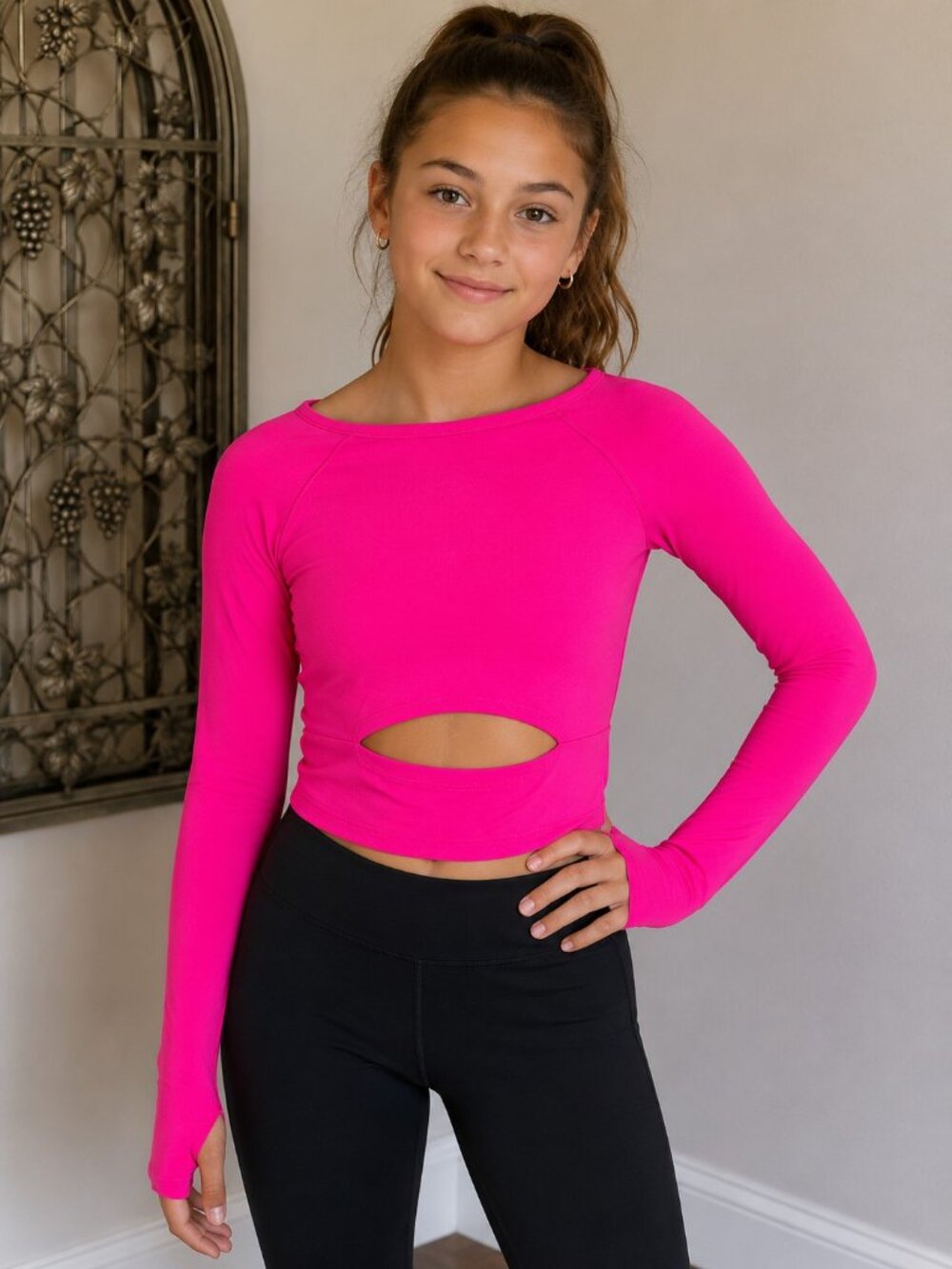 Free Movement Vibrant Pink Long Sleeve Shirt for Girls - NWOT's
